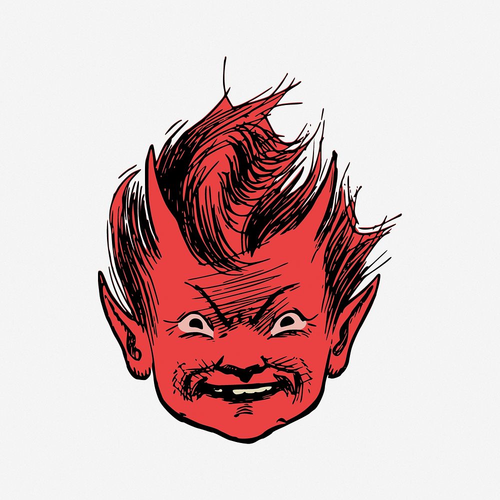 Devil boy illustration. Free public domain CC0 image.