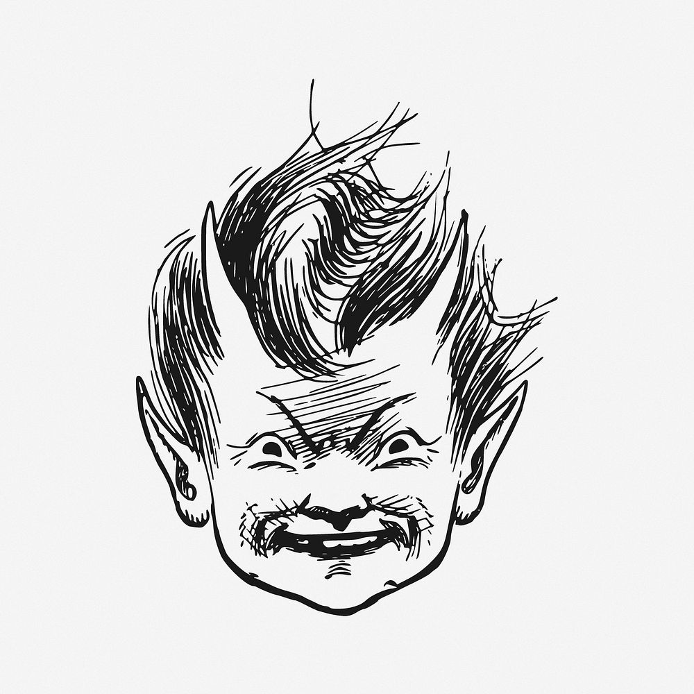 Devil boy illustration. Free public domain CC0 image.