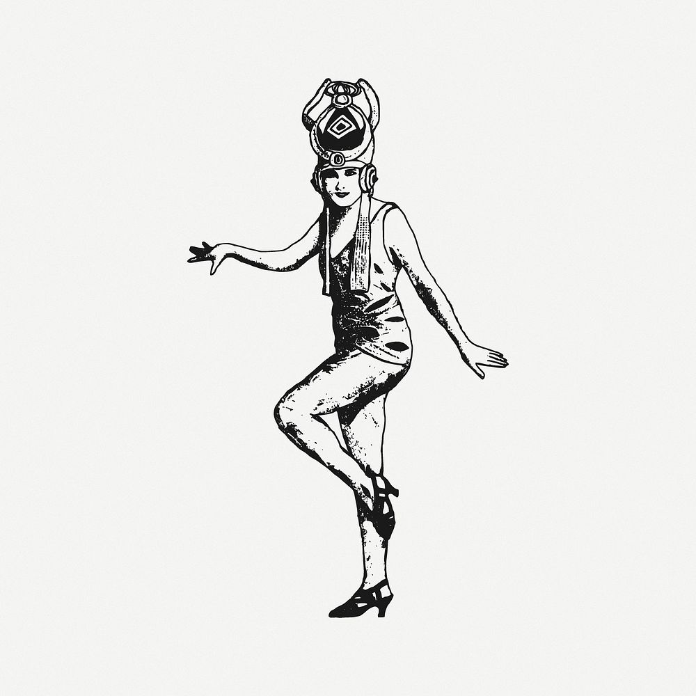 Vintage woman dancer clipart psd. Free public domain CC0 image.