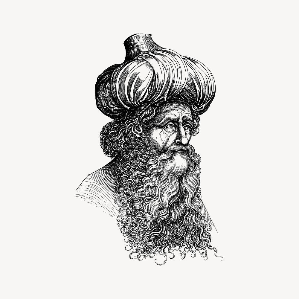 Old Arab man clipart vector. Free public domain CC0 image.