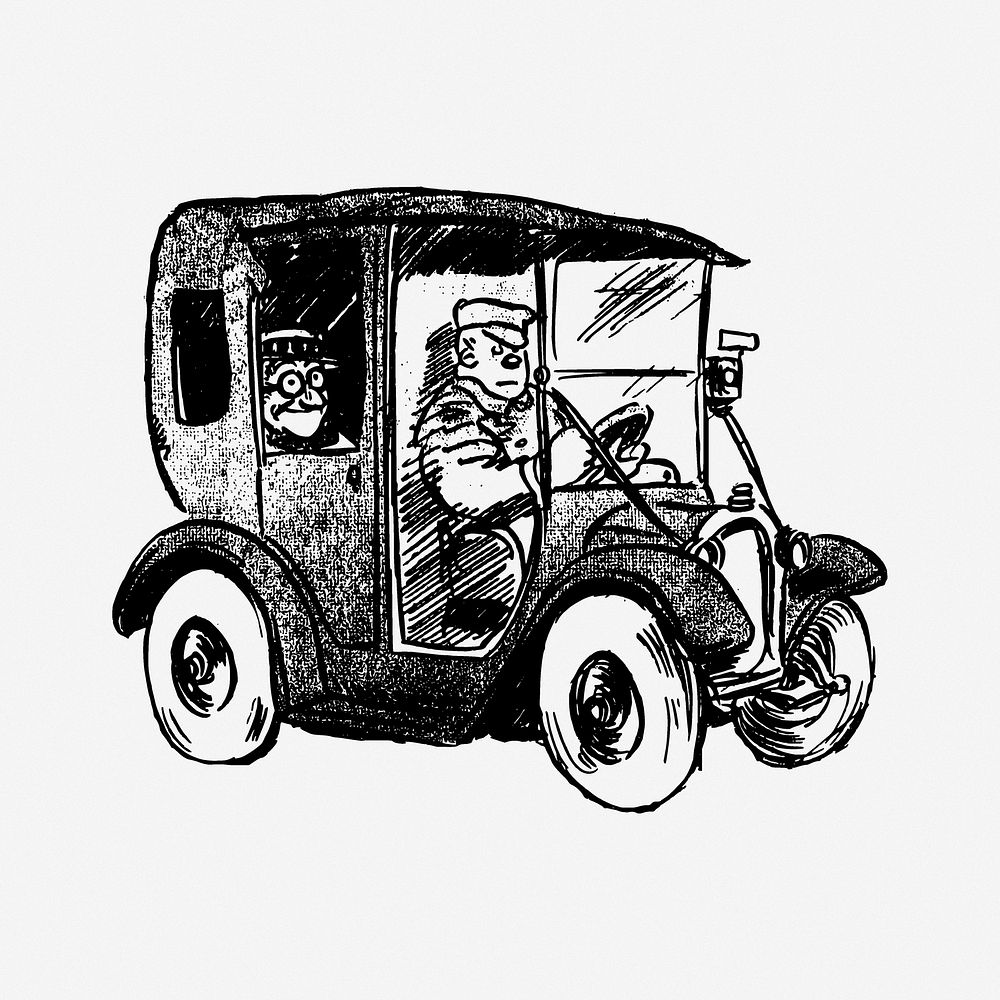 Vintage car illustration. Free public domain CC0 image.