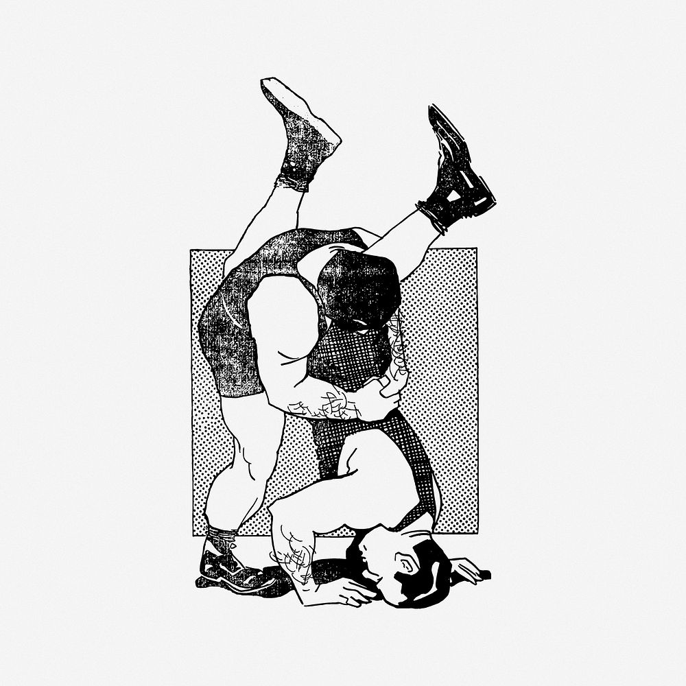 Wrestling illustration. Free public domain CC0 image.