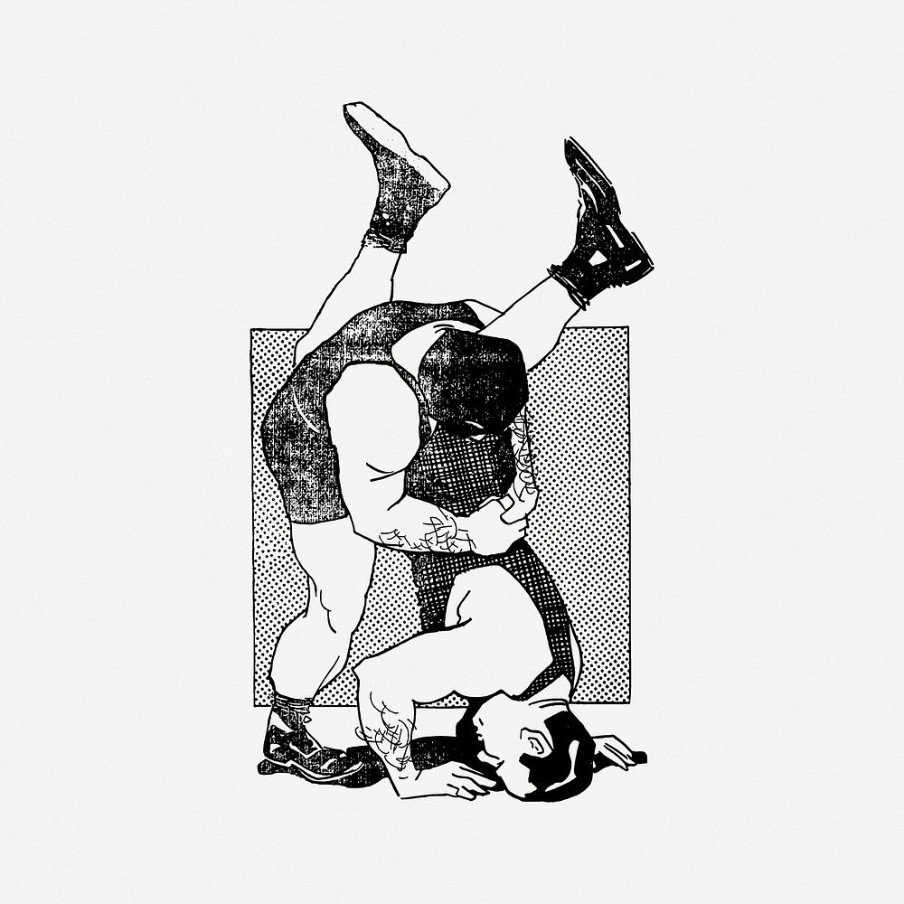 Wrestling illustration psd. Free public domain CC0 image.