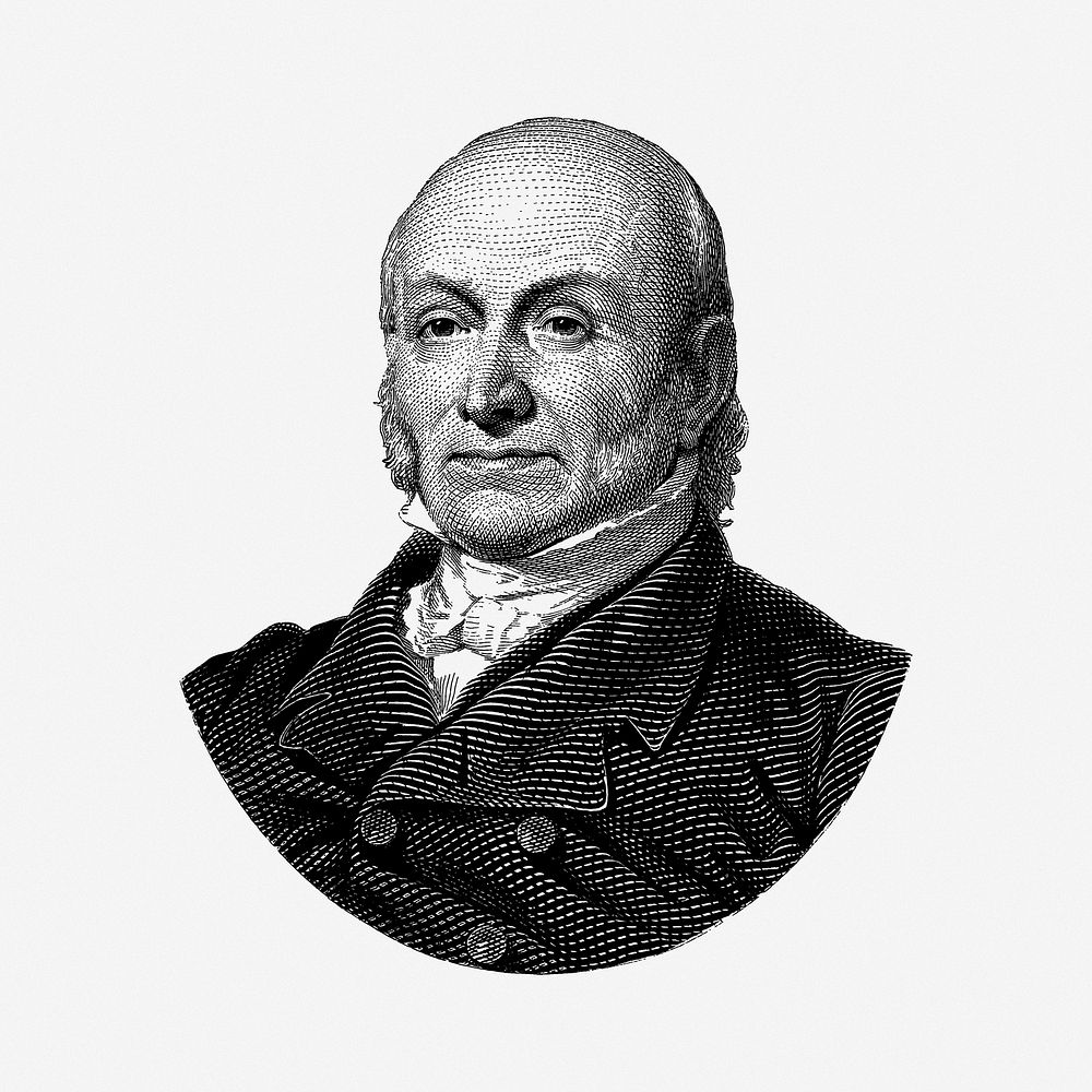 John Quincy Adams portrait illustration. Free public domain CC0 image.