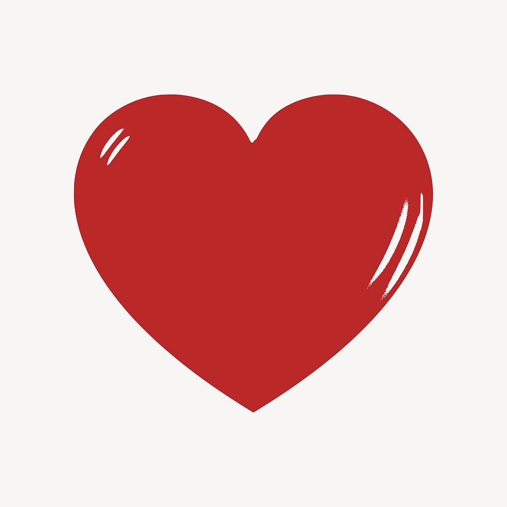 Red heart illustration, clip art. Free public domain CC0 image.