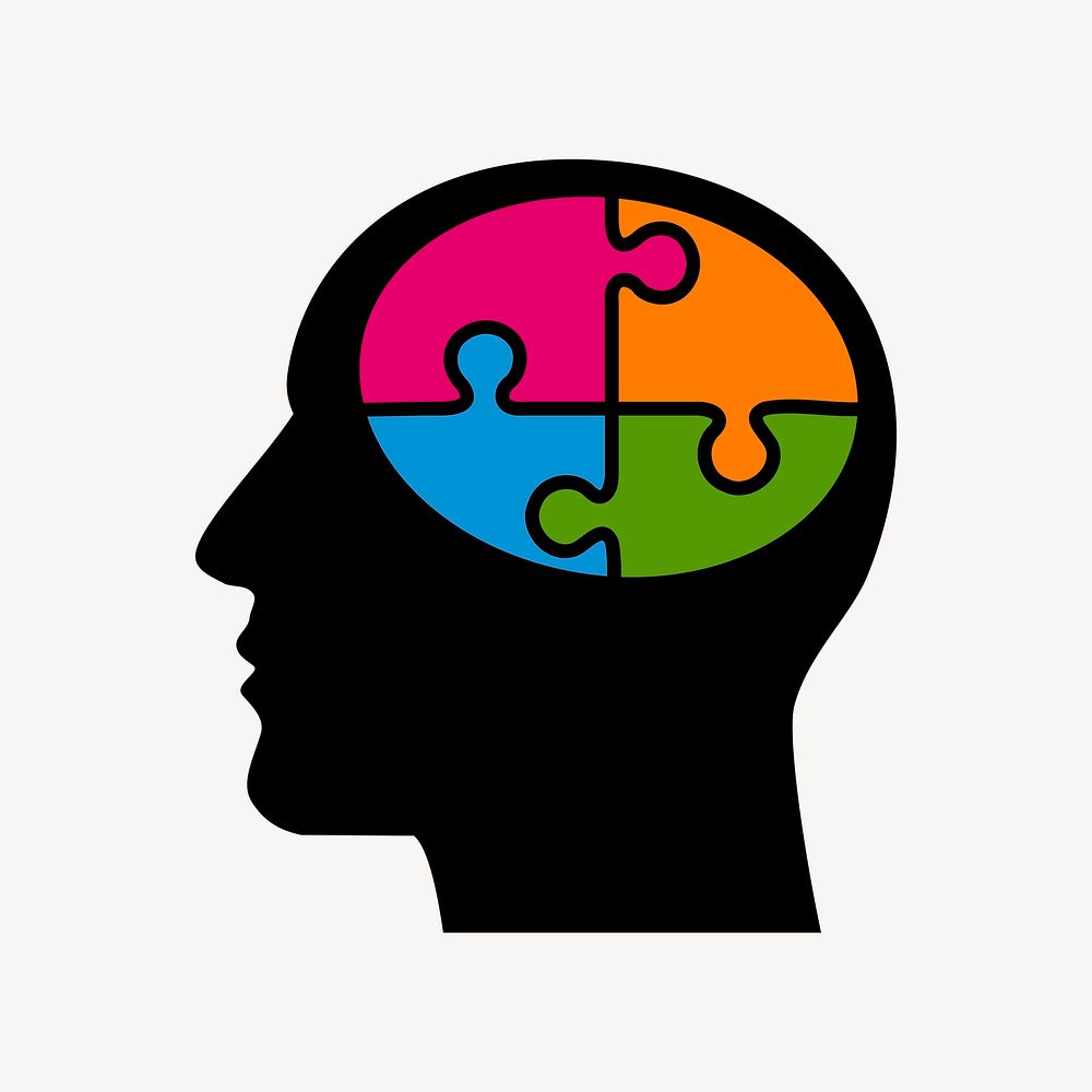 Colorful puzzle brain clipart, illustration Free PSD rawpixel