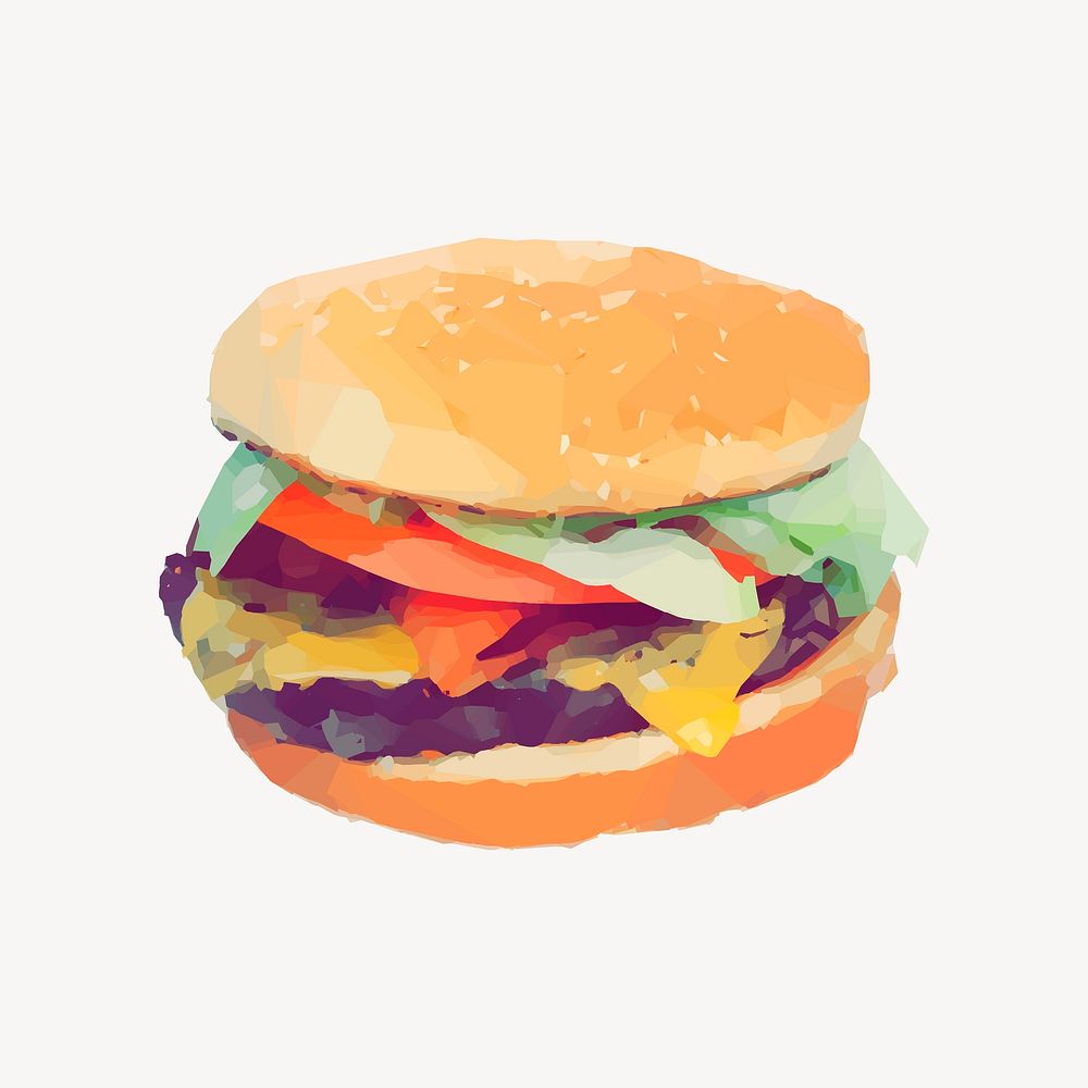 Hamburger illustration, clip art. Free public domain CC0 image.