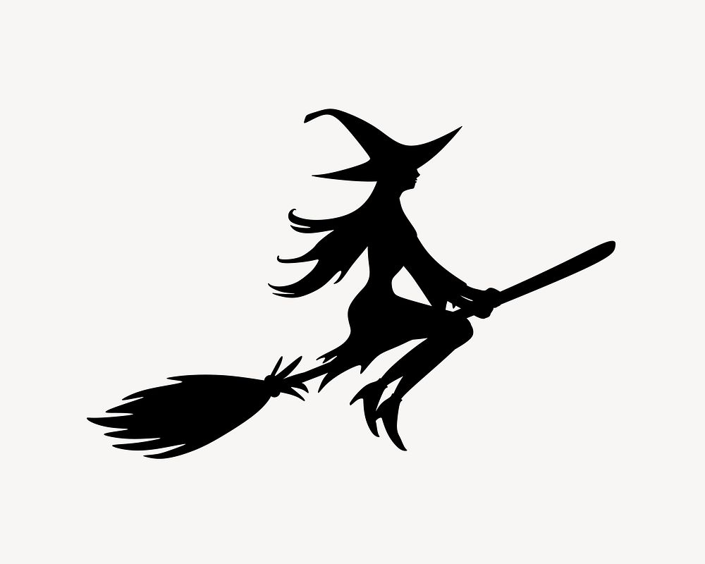 Witch flying illustration, clip art. Free public domain CC0 image.