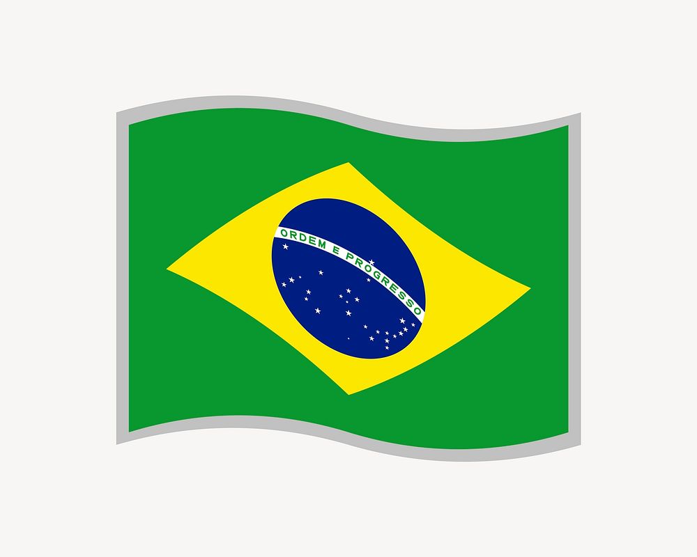 Brazilian flag illustration, clip art. Free public domain CC0 image.