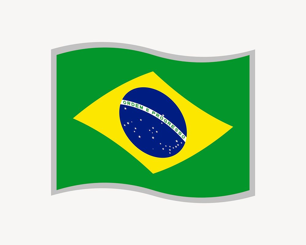 Brazilian flag clipart, illustration psd. Free public domain CC0 image.