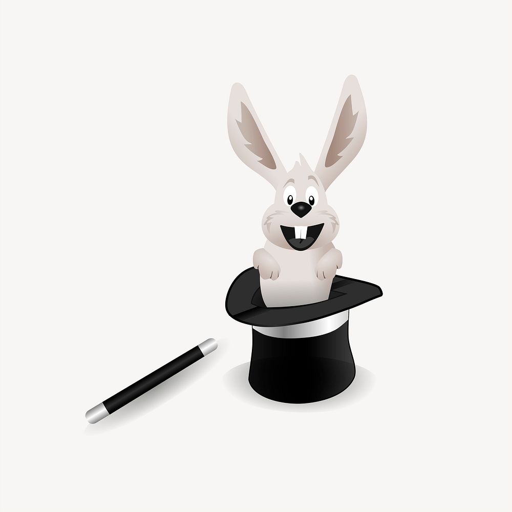 Rabbit in hat clipart, illustration psd. Free public domain CC0 image.