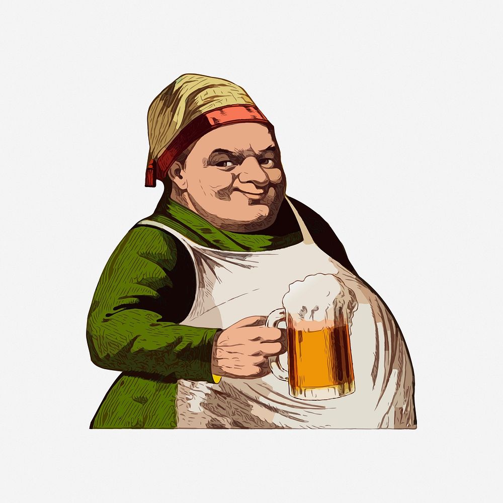 Man holding beer, clip art. Free public domain CC0 image.