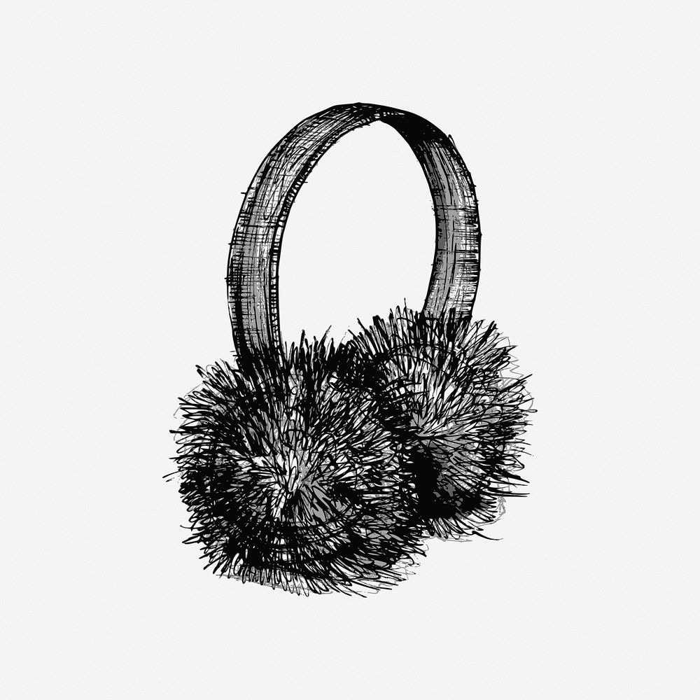 Vintage earmuffs clipart vector. Free public domain CC0 image.