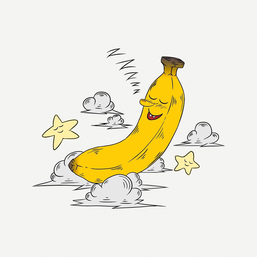 Sleeping banana clipart, illustration psd. Free public domain CC0 image.