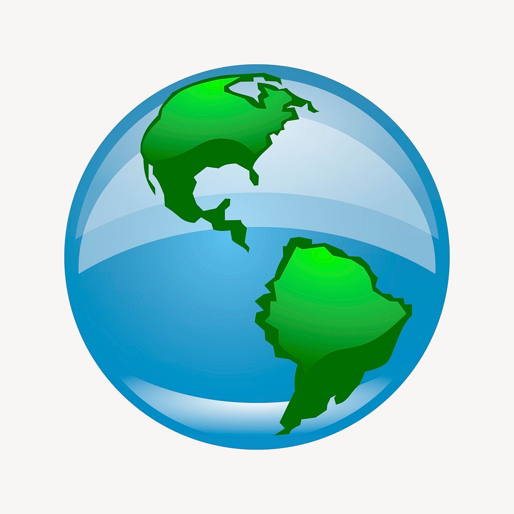 Globe icon illustration, clip art. Free public domain CC0 image.