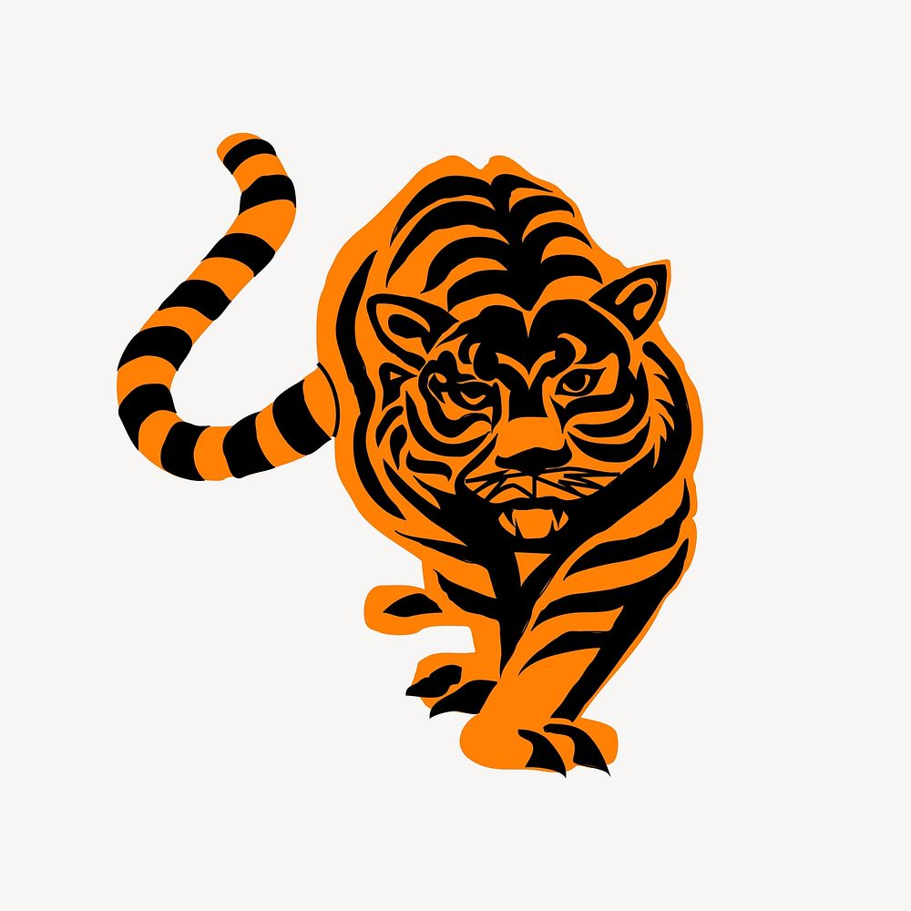 Tiger illustration, clip art. Free public domain CC0 image.