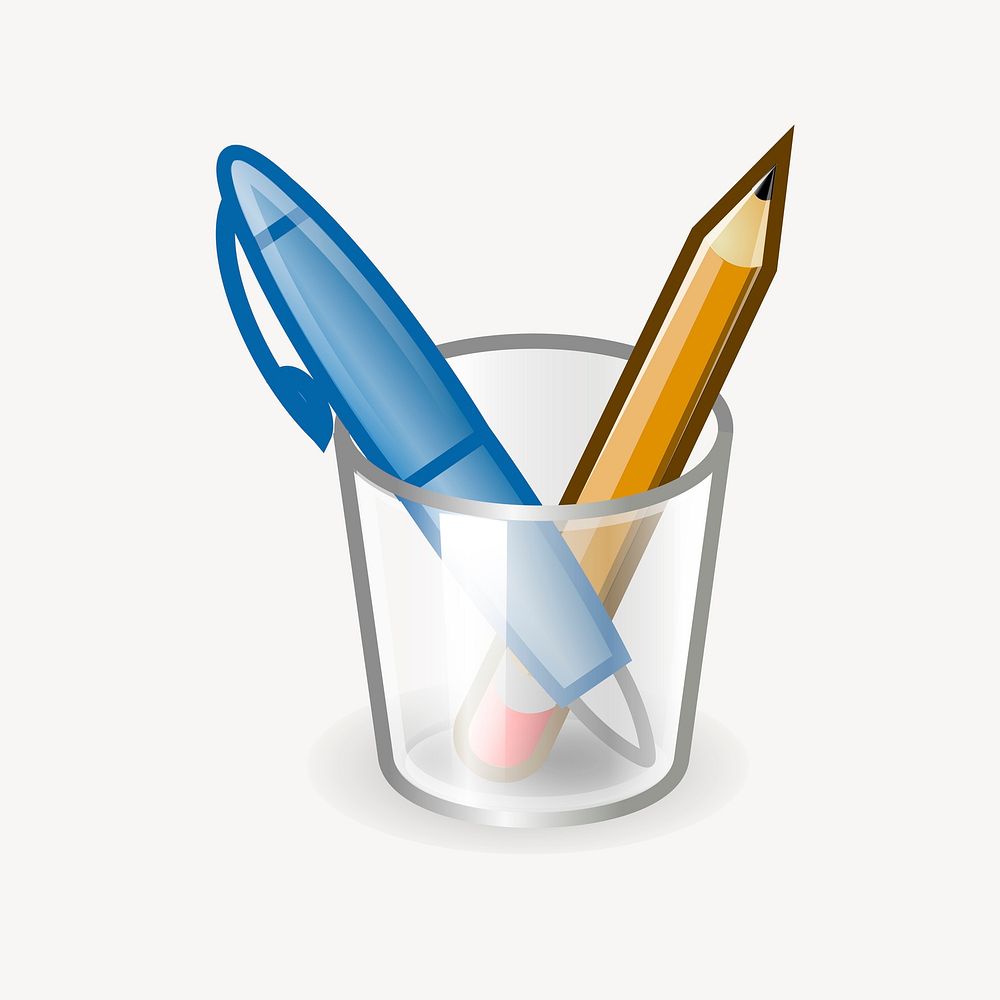 Pen in glass clipart, illustration vector. Free public domain CC0 image.