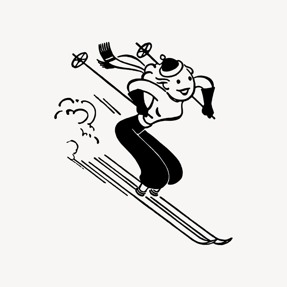 Woman skiing clipart, illustration vector. | Free Vector - rawpixel