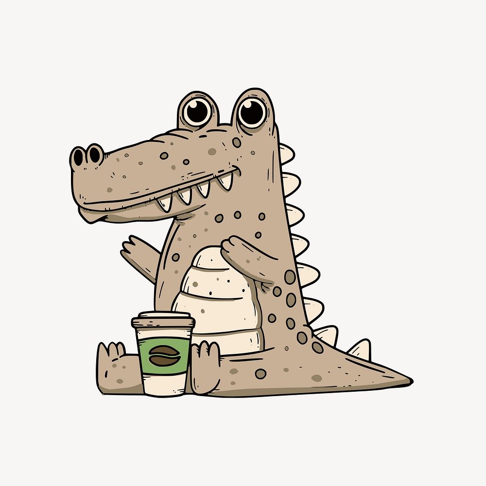 Crocodile illustration, clip art. Free public domain CC0 image.