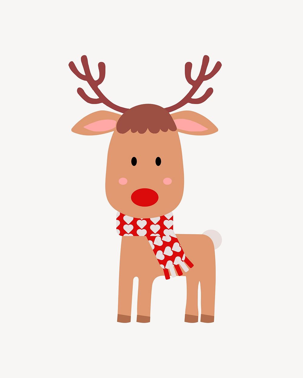 Red nose reindeer illustration, clip art. Free public domain CC0 image.
