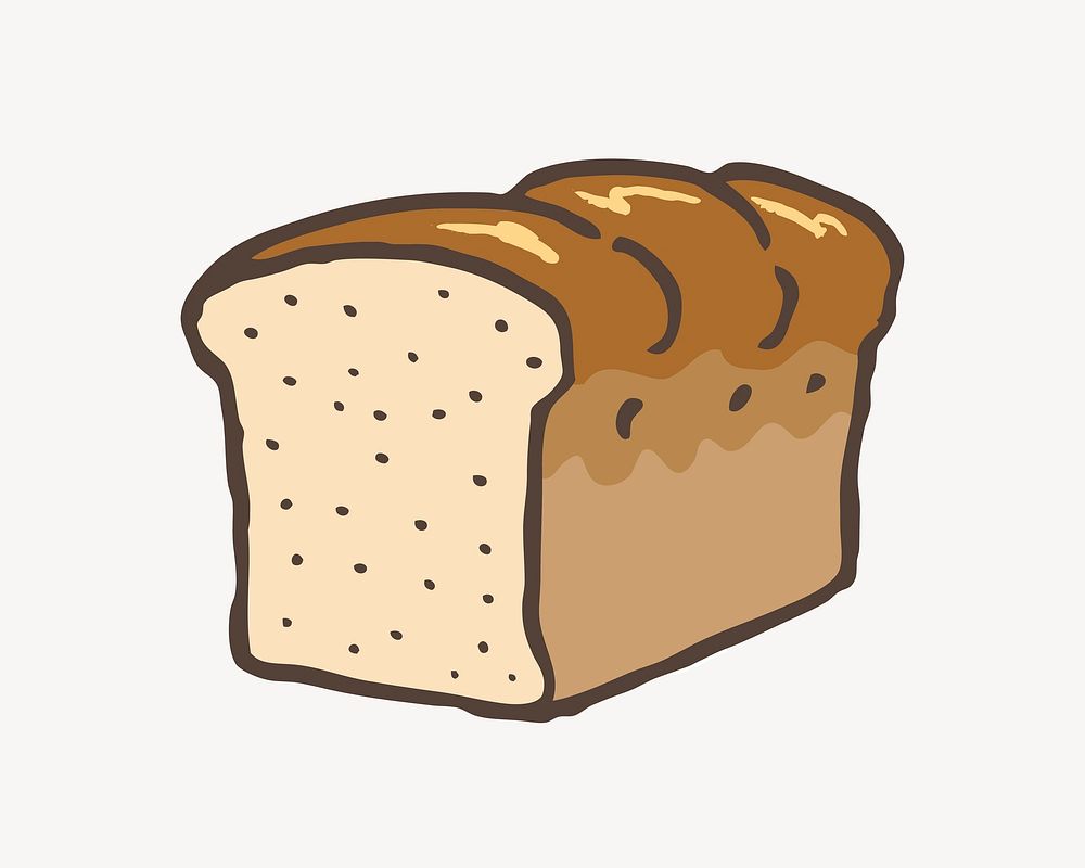 Bread loaf illustration, clip art. Free public domain CC0 image.