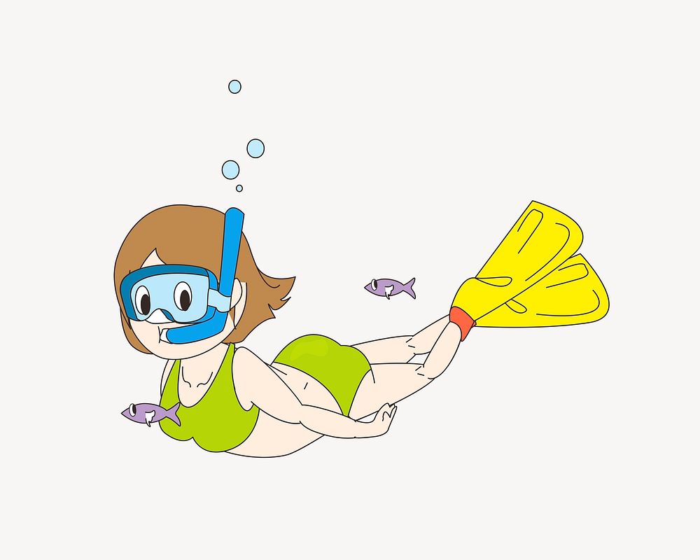 Woman diving clipart, illustration psd. Free public domain CC0 image.