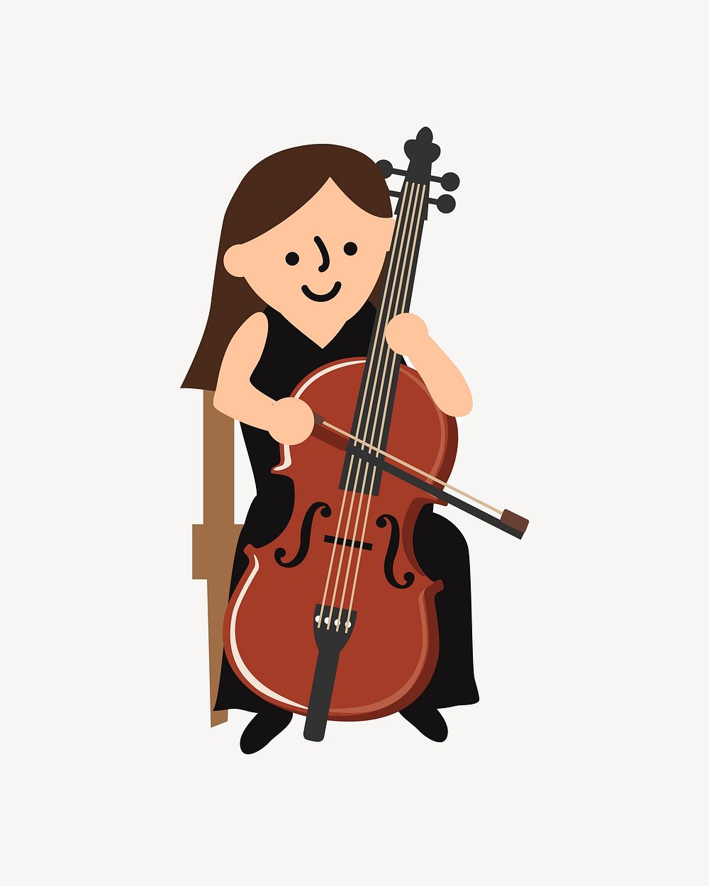 Woman cello illustration, clip art. Free public domain CC0 image.