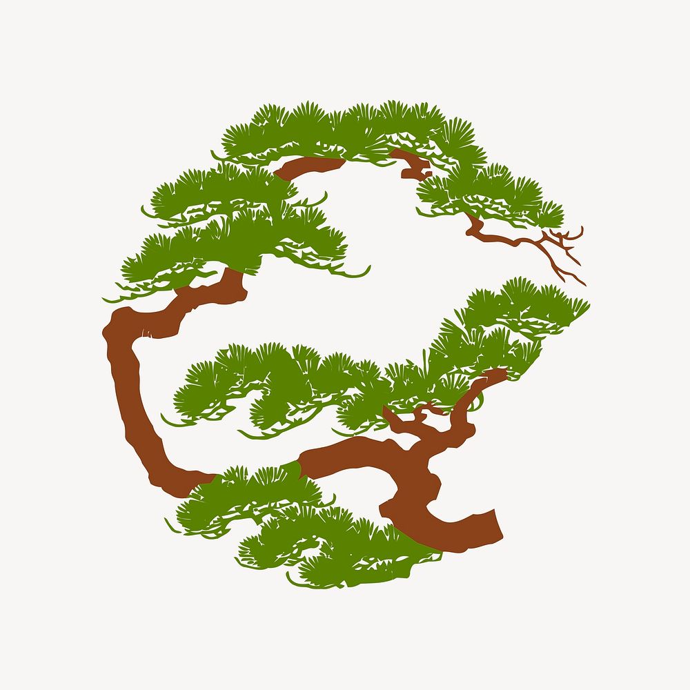 Bonsai tree illustration, clip art. Free public domain CC0 image.
