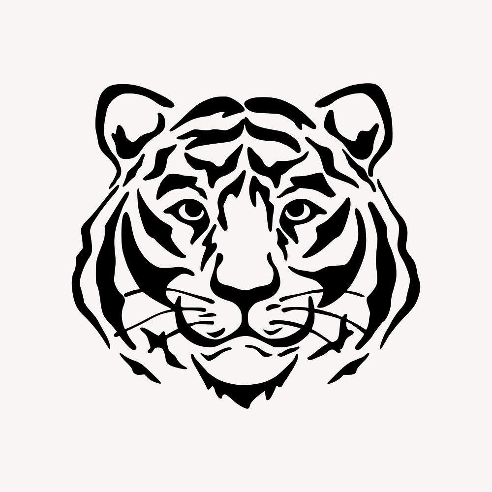 Tiger illustration, clip art. Free public domain CC0 image.