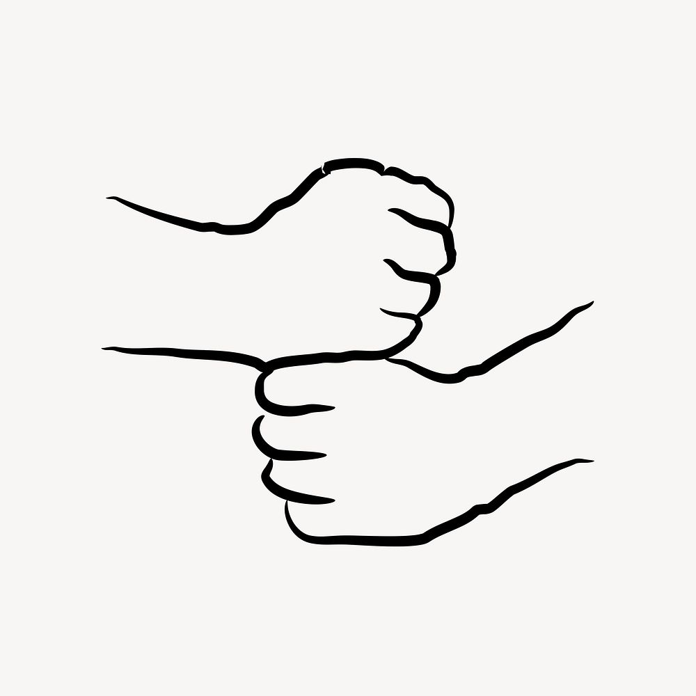 Hand gesture clipart, sign language illustration psd. Free public domain CC0 image.