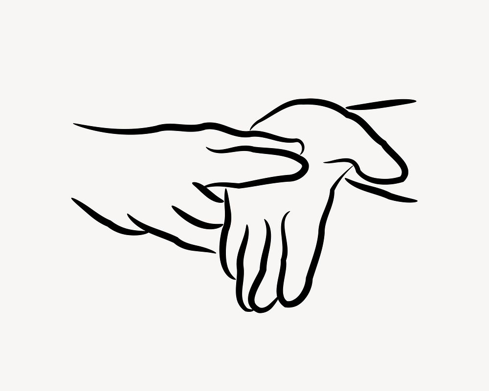 Hand gesture clipart, sign language illustration psd. Free public domain CC0 image.