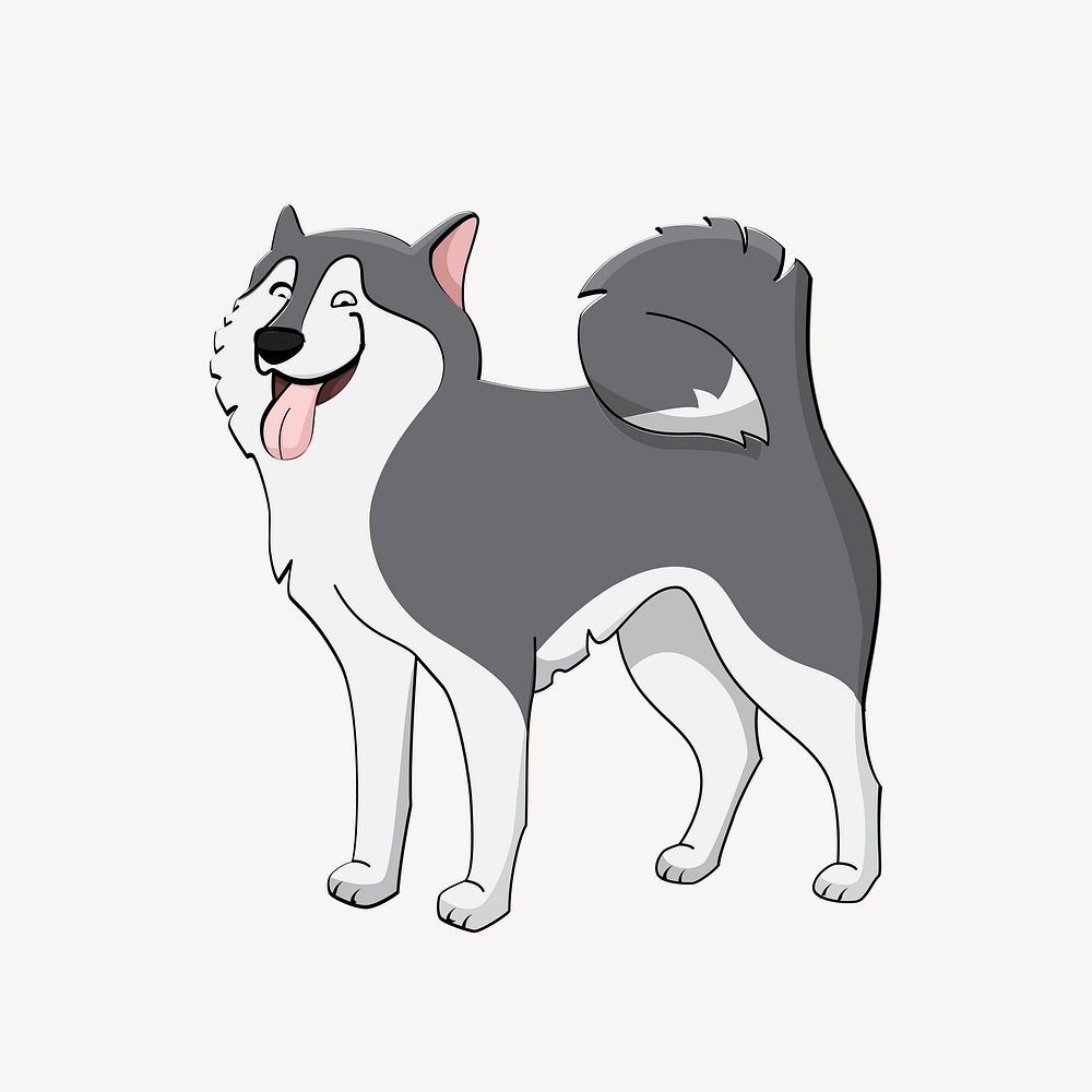 Husky dog illustration, clip art. Free public domain CC0 image.