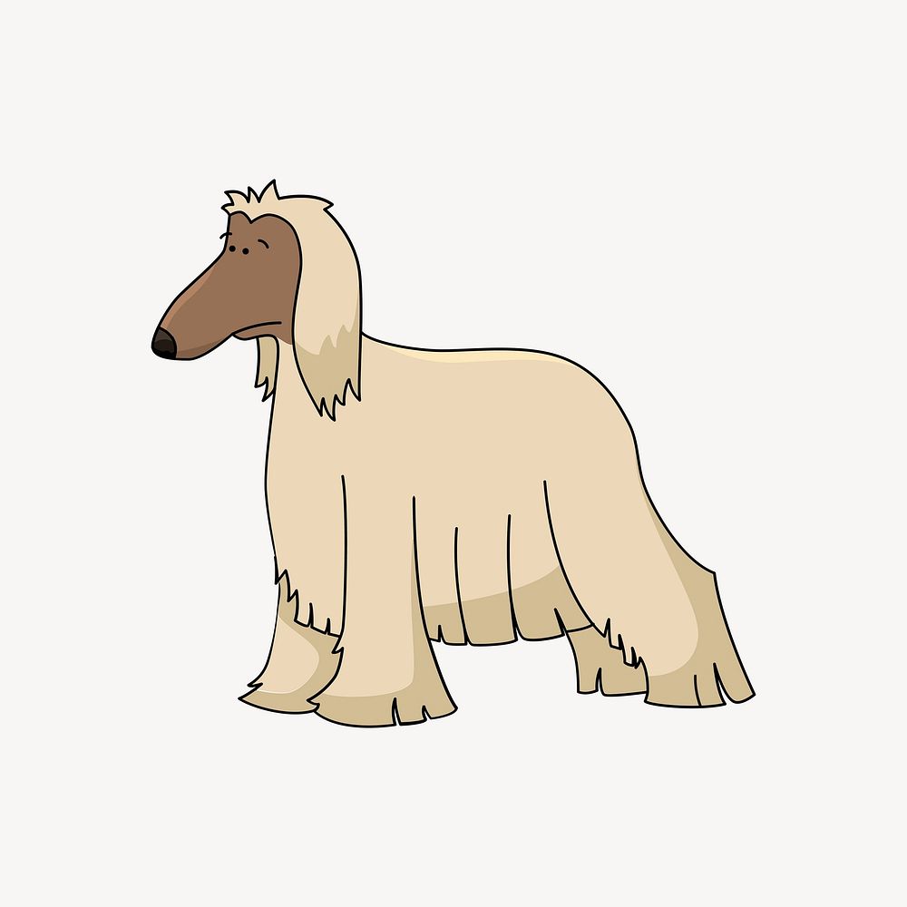 Afghan hound dog illustration, clip art. Free public domain CC0 image.