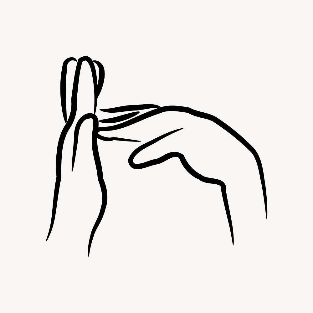 Hand gesture clipart, sign language illustration vector. Free public domain CC0 image.