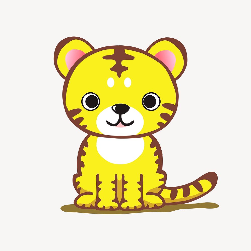 Yellow tiger illustration, clip art. Free public domain CC0 image.
