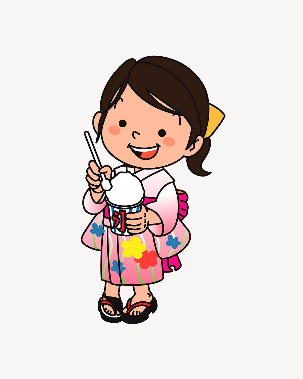 Japanese girl illustration, clip art. Free public domain CC0 image.