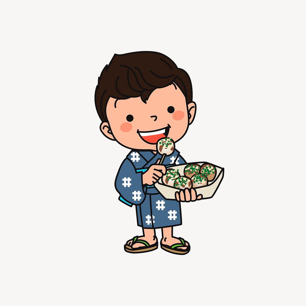 Japanese boy illustration, clip art. Free public domain CC0 image.