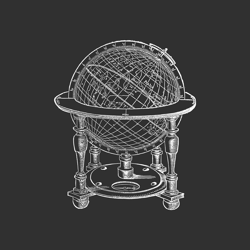 Vintage globe table illustration, clip art. Free public domain CC0 image.