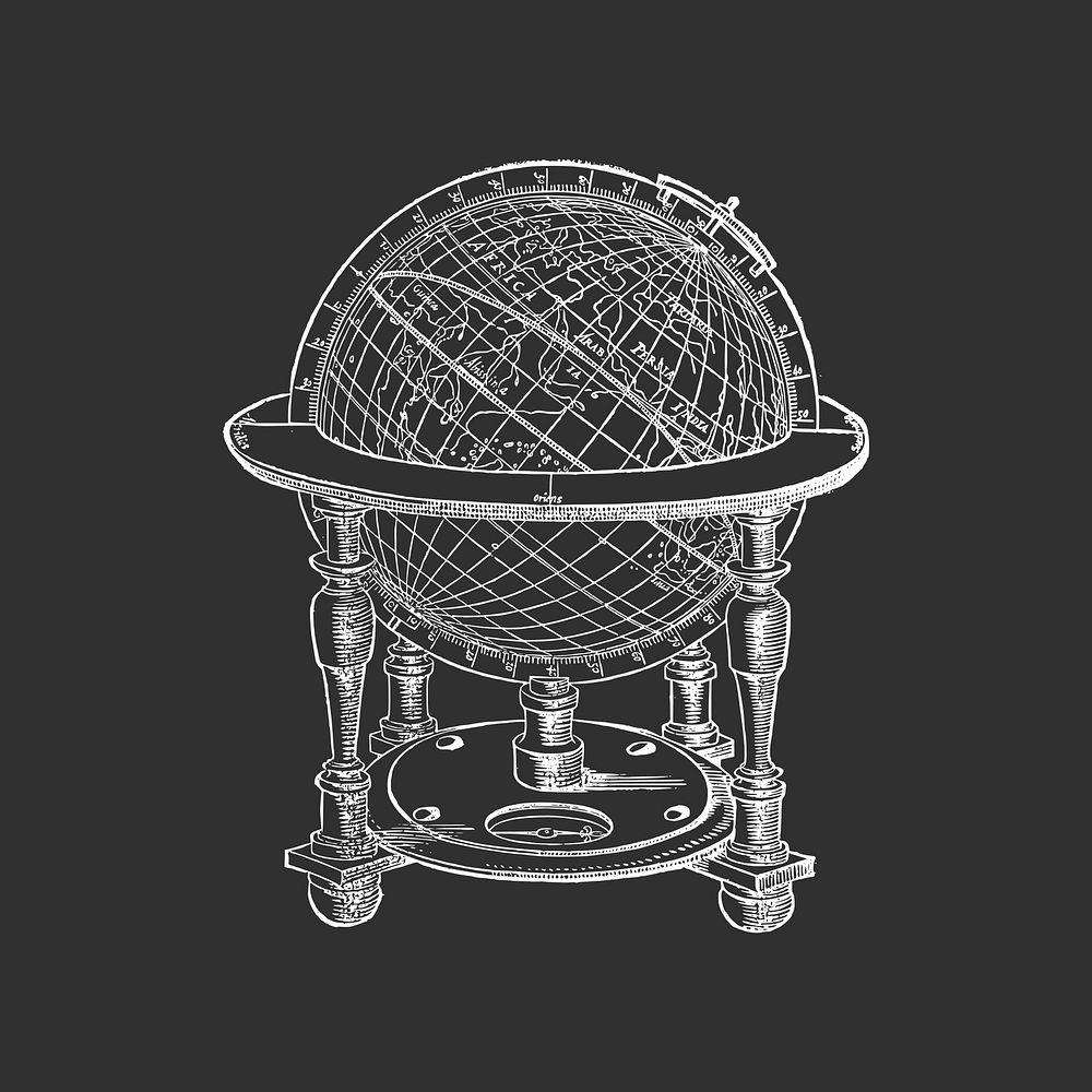 Vintage globe table clipart vector. Free public domain CC0 image.