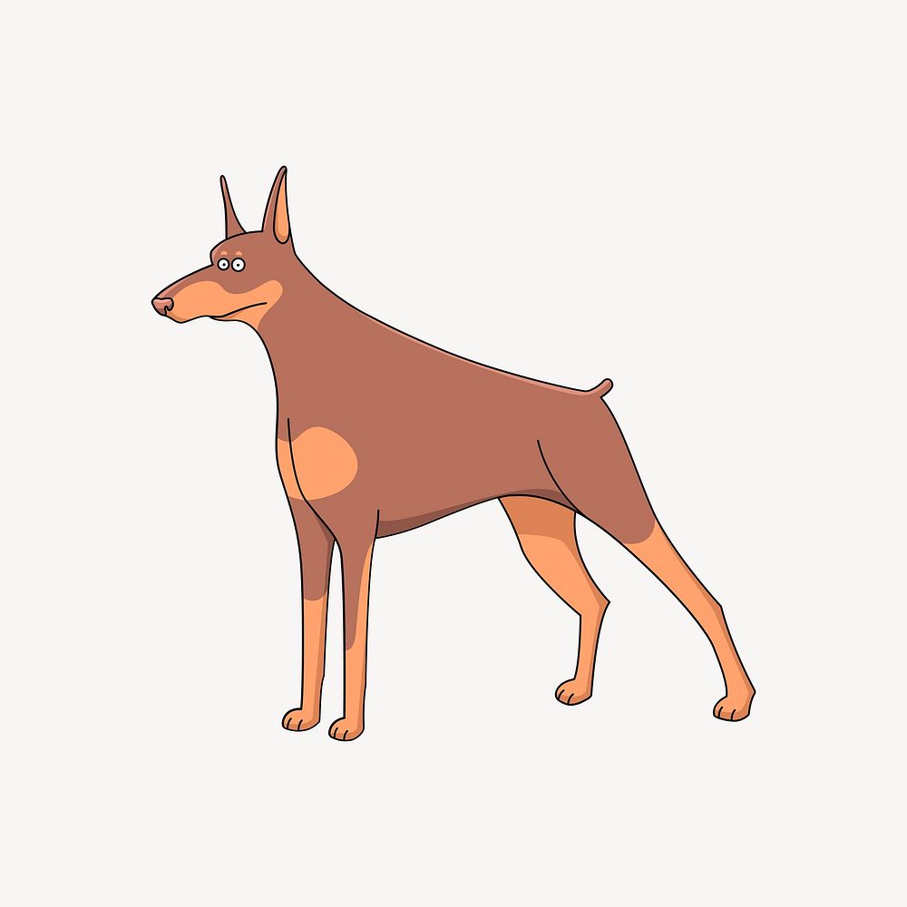 Doberman dog illustration, clip art. Free public domain CC0 image.