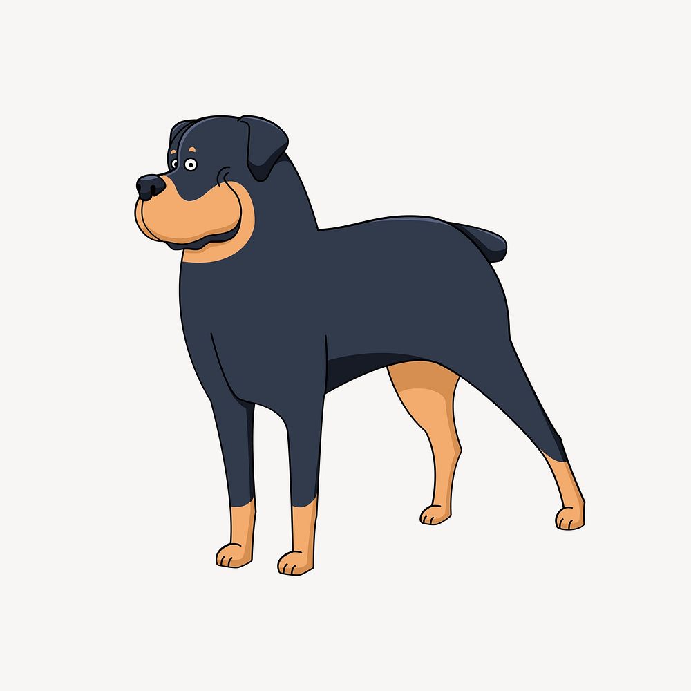 Rottweiler dog clipart, illustration vector. Free public domain CC0 image.