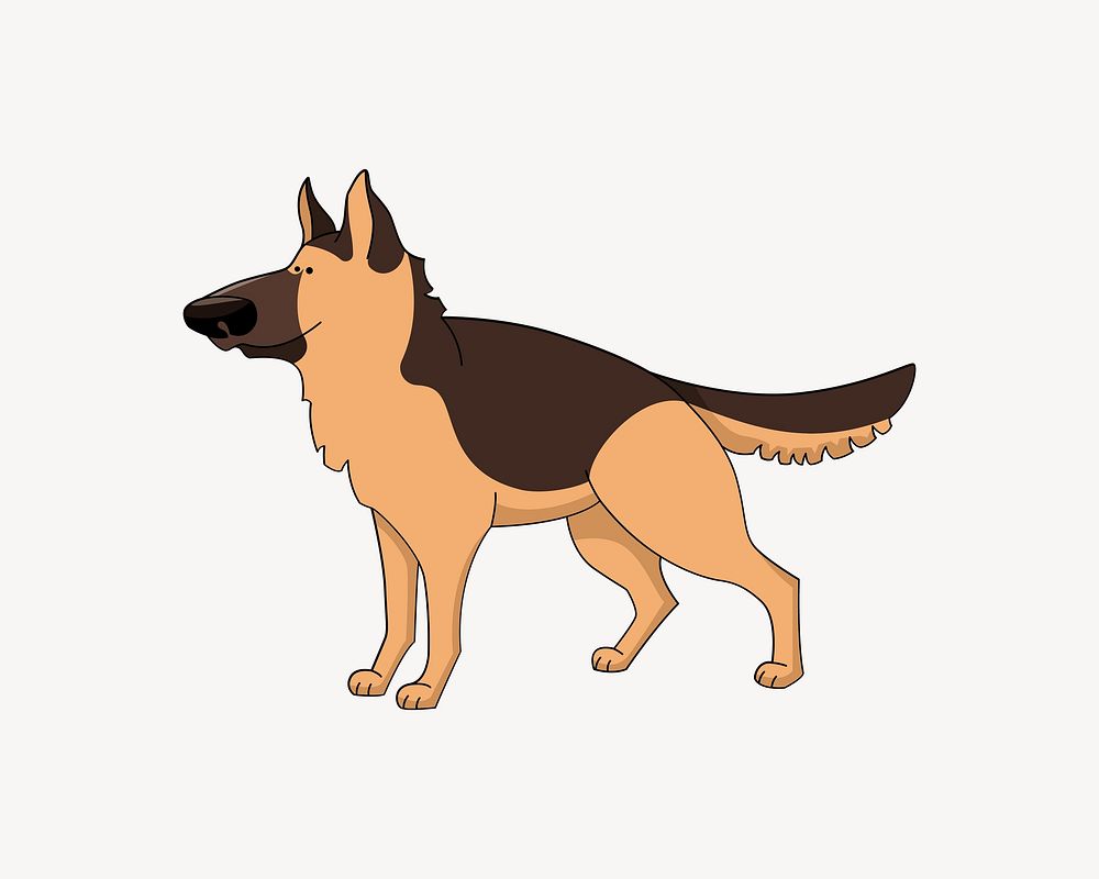German sheperd dog illustration, clip art. Free public domain CC0 image.