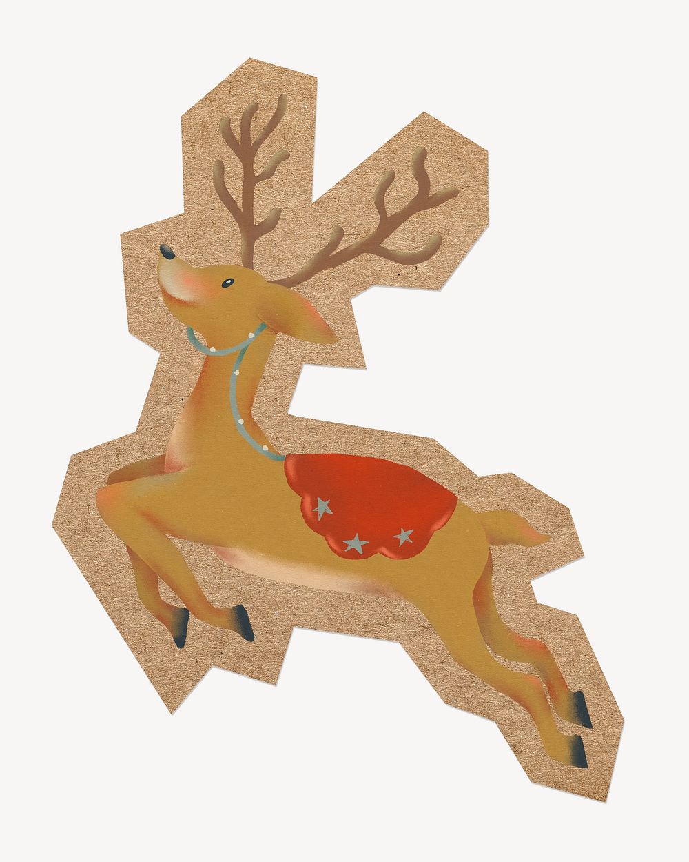 Reindeer illustration, cut out paper element