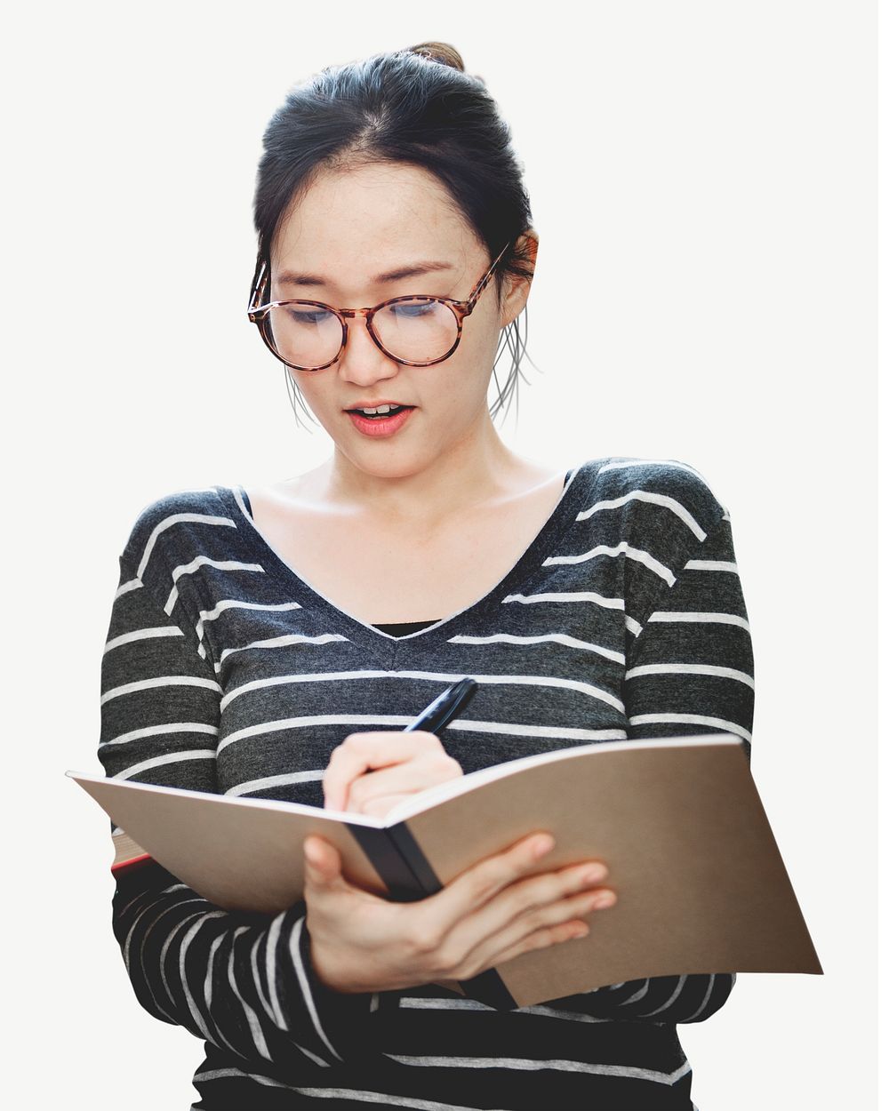 Woman studying isolated graphic psd