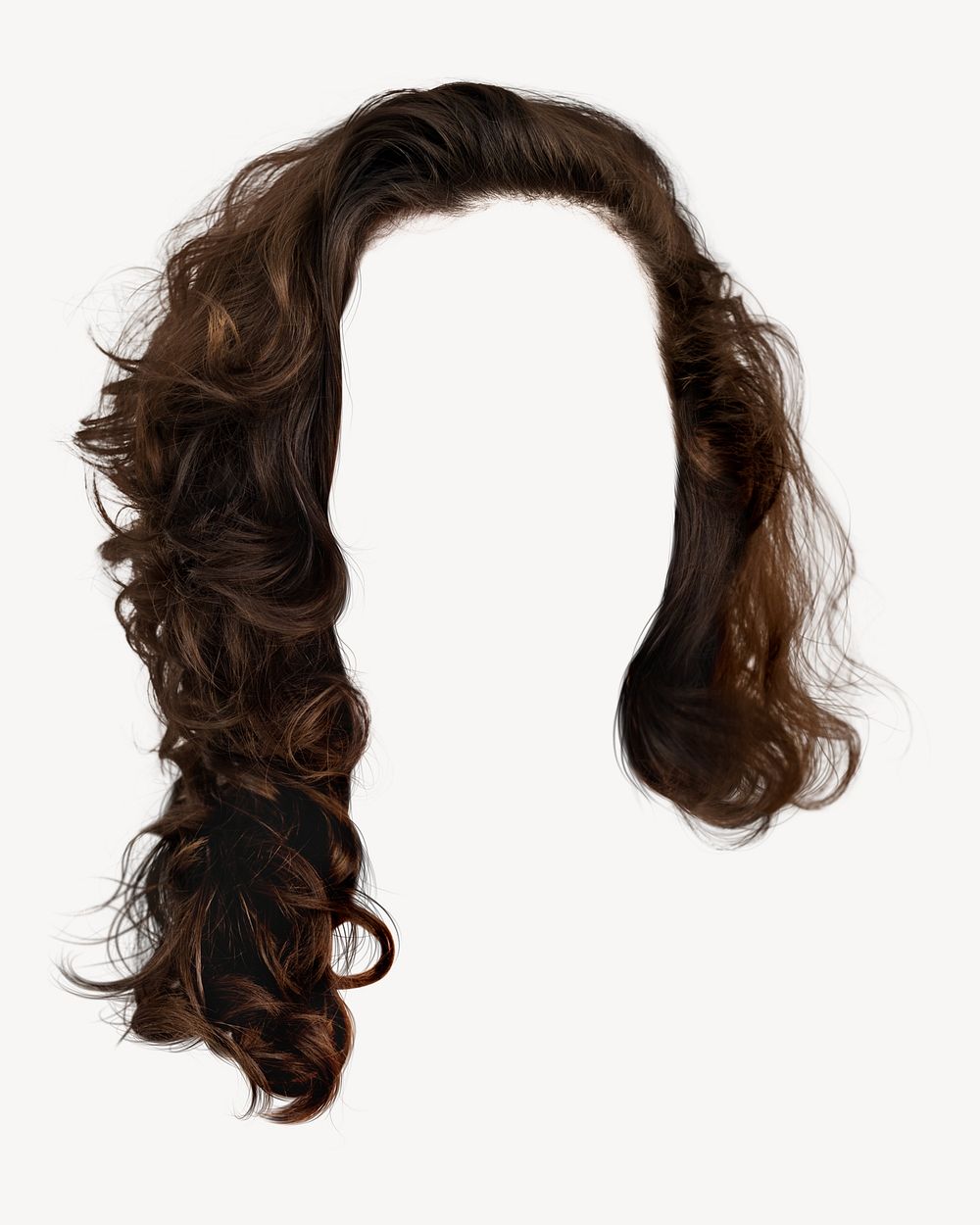 Curly brown hair isolated object 