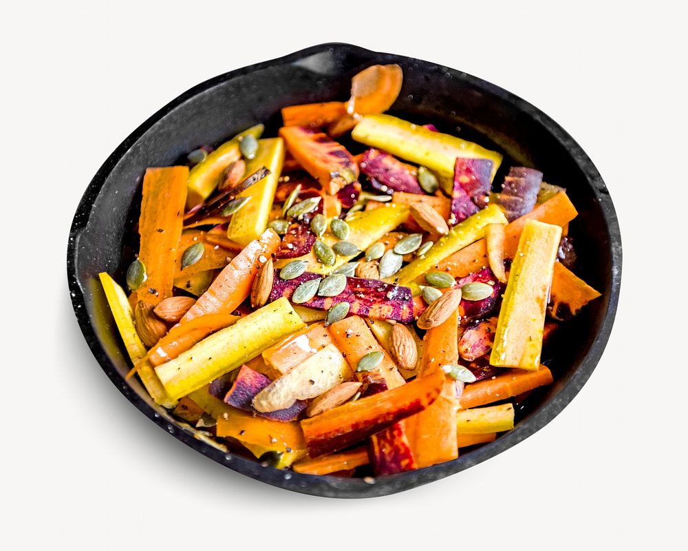 Mixed carrots, isolated design on white
