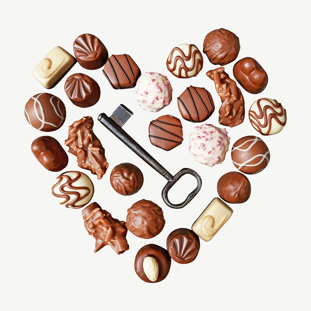 Valentine's chocolate  collage element psd 