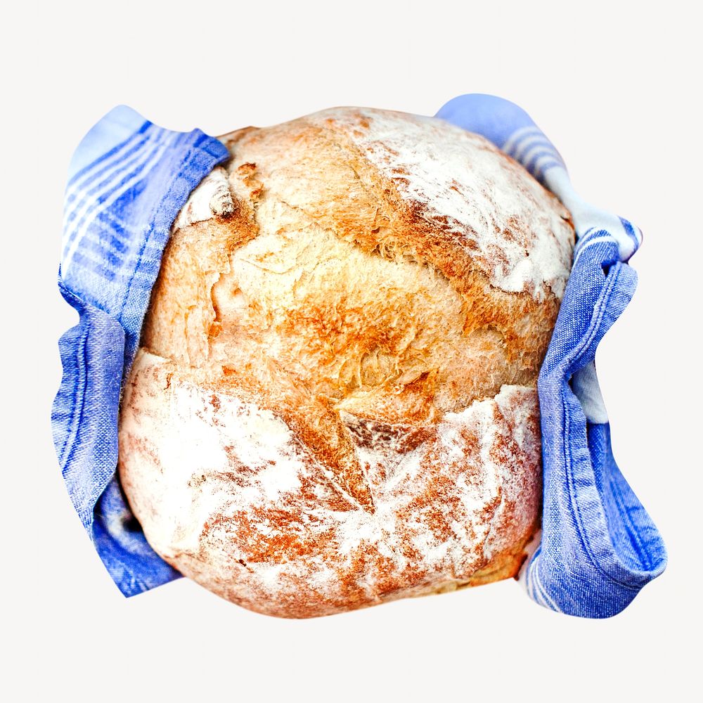 Freshly baked bread isolated object on white