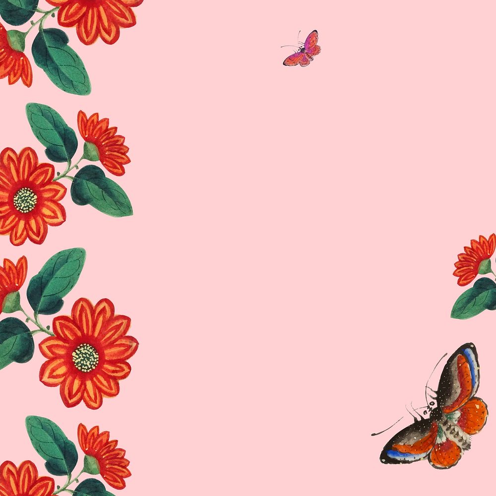 Vintage spring design on pastel pink background