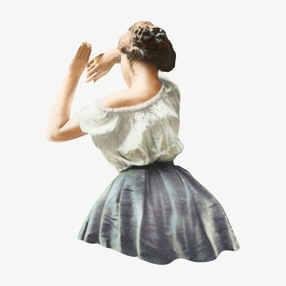 Vintage woman illustration collage element psd. Remixed by rawpixel.